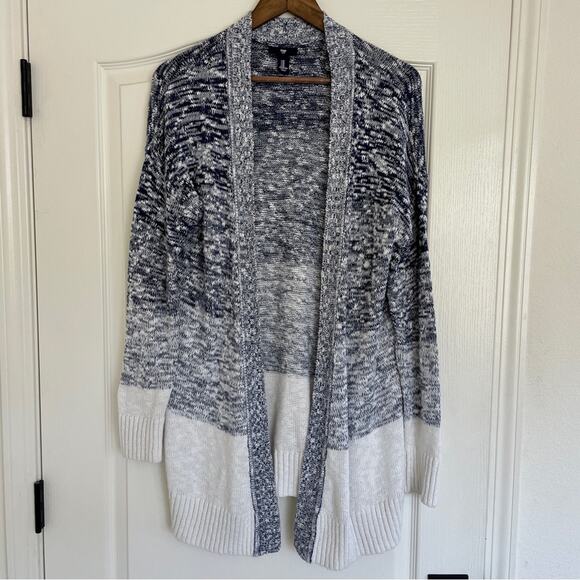 Gap Blue White Striped Ombré Heather Knit Open Sweater Cardigan M - Picture 5 of 9
